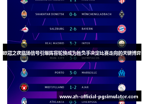 欧冠之夜临场信号引爆阵容轮换成为胜负手决定比赛走向的关键博弈