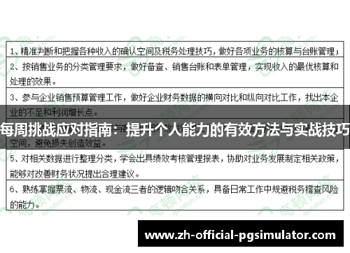 每周挑战应对指南：提升个人能力的有效方法与实战技巧